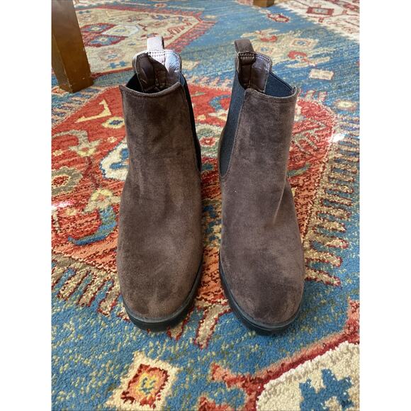 Seven for All Mankind Chelsea Berlin Boots 8 Faux Brown Suede 90s Y2k Style Heel - Picture 4 of 12